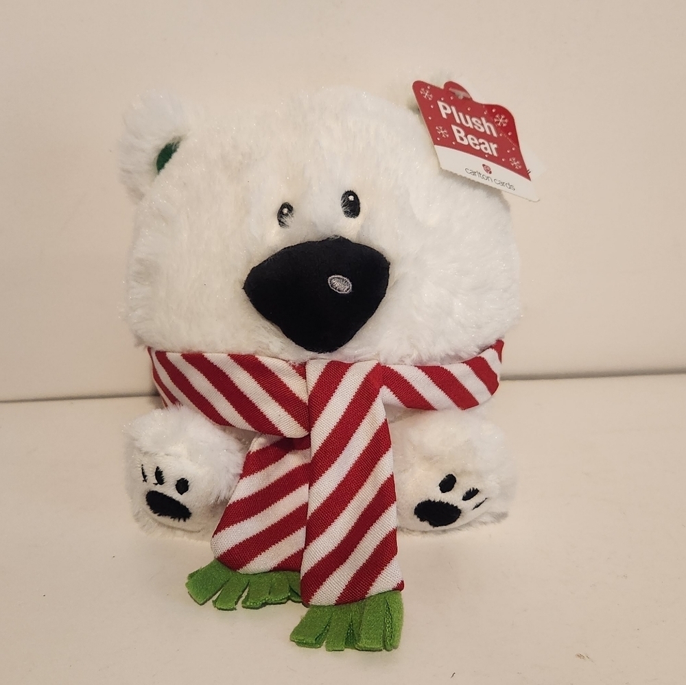 6” Carlton Cards Plush Bear Round Polar Bear Plush Stuffed Animal